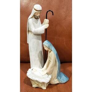 8 Inch Resin Christmas Nativity Scene Holiday Home Decor Rustic Cottage Core